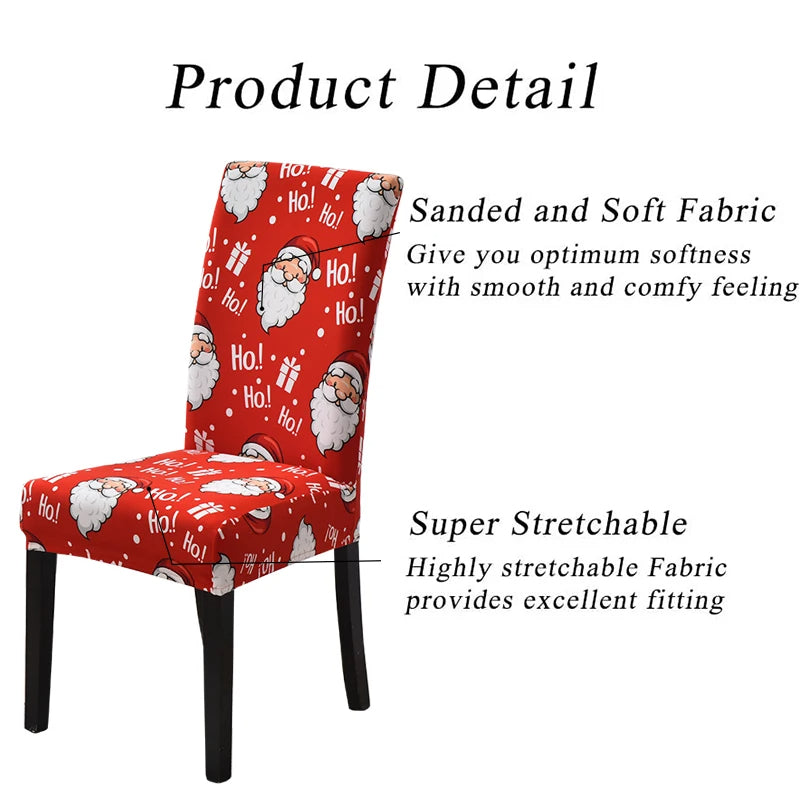 Anyseat Chair Cover Red Christmas Deer Design Stretchable Dining Slipcover