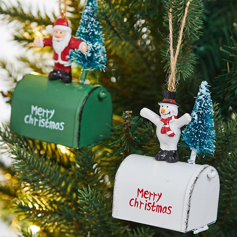 ANYDECO  Christmas Mailbox Tree Pendant Unique Holiday Letters Ornament Decorative Hanging Decor