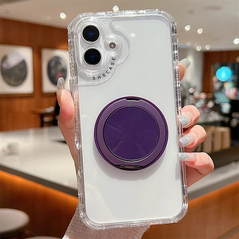 ANYMOB iPhone Case Purple Magnetic Rotating Stand Lightweight Clear Rugged Cover