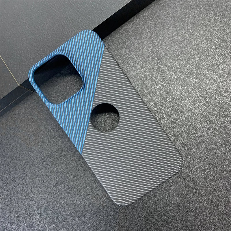 ANYMOB iPhone Case Black Blue Slim Carbon Fiber Stylish Protective Mobile Cover