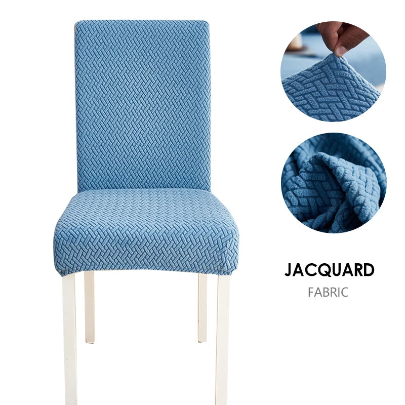 Anyseat Chair Cover Blue Small Knitted Design with Anti-Dirt and Elastic Material for Dining Room Kitchen Wedding Hotel Banquet Restaurant