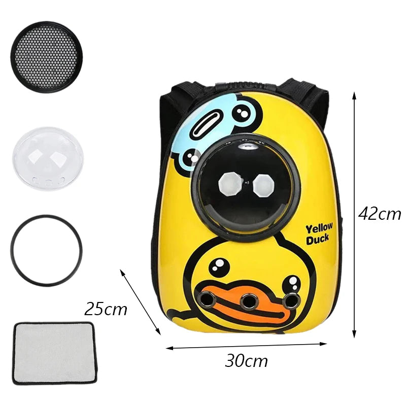 ANYWAGS Pet Carrier Yellow Duck Print Breathable Space Capsule Travel On the Go Bag For Pet