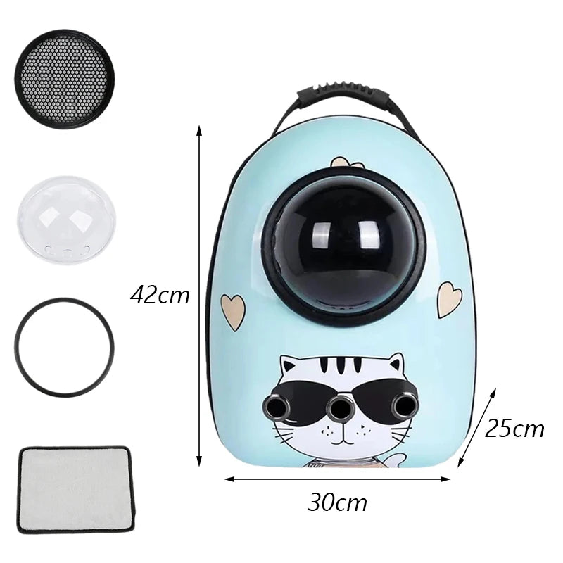 ANYWAGS Pet Carrier Blue Cool Cat Print Breathable Space Capsule Travel On the Go Bag For Pet