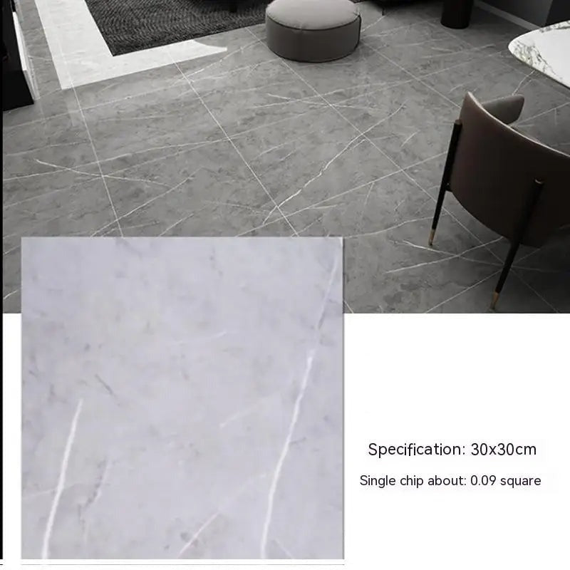 ANYHOUZ 10pcs Vinyl Floor Tile Ash Grey Hairline Pattern Waterproof