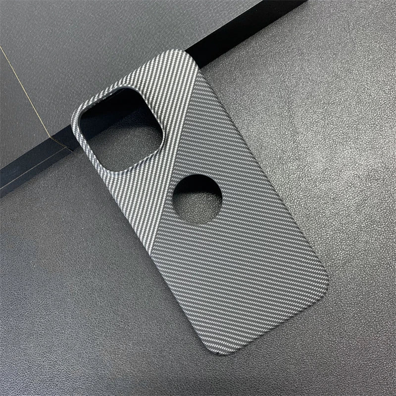 ANYMOB iPhone Case Black Silver Slim Carbon Fiber Stylish Protective Mobile Cover