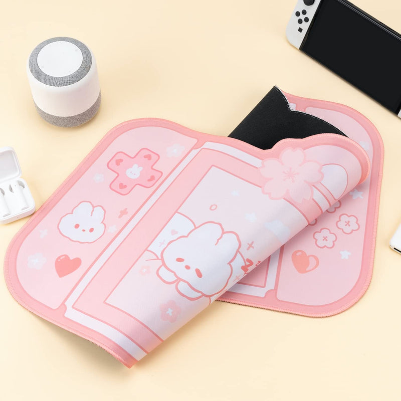 ANYMOB Mouse Pad Pink Cat Kawaii Gaming Mat Bunny Desk Pad Rubber Mat Protector