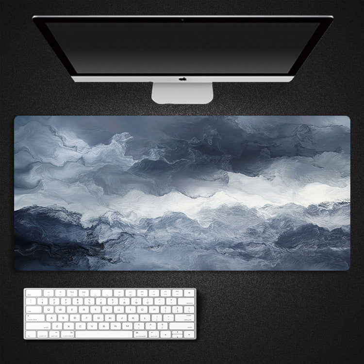 ANYMOB Mouse Pad Black White 400X900X4MM Abstract Marble Computer Keyboard Pad Non-Slip Rubber Mat