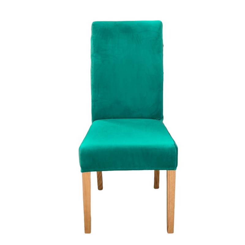 Anyseat Chair Cover Peacock Blue Velvet Plush Slipcover for Dining Kitchen