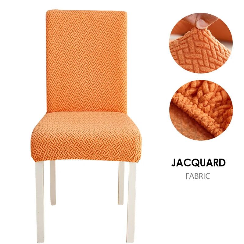 Anyseat Chair Cover Orange Small Knitted Design with Anti-Dirt and Elastic Material for Dining Room Kitchen Wedding Hotel Banquet Restaurant