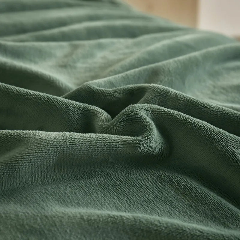 Anycozy Duvet Cover Set Plain Green Flat Bed Sheet Cozy Fluffy Luxury Velvet Bedding Collection