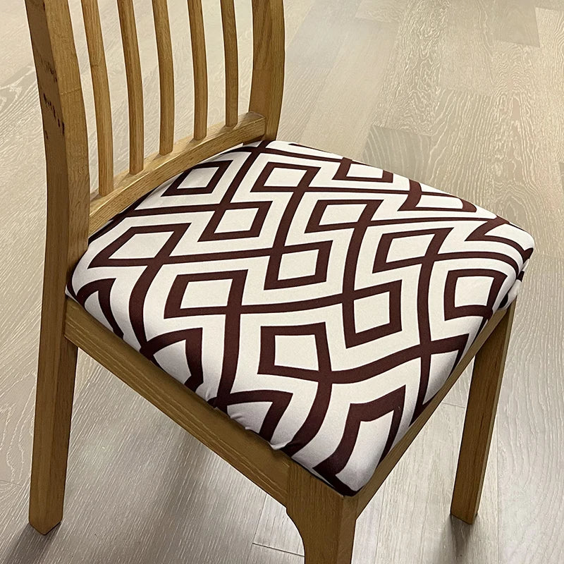 Anyseat Chair Cover Brown and Light Beige Simple Design Stretch Seat Cover for Home Dinning Kitchen Washable Removable