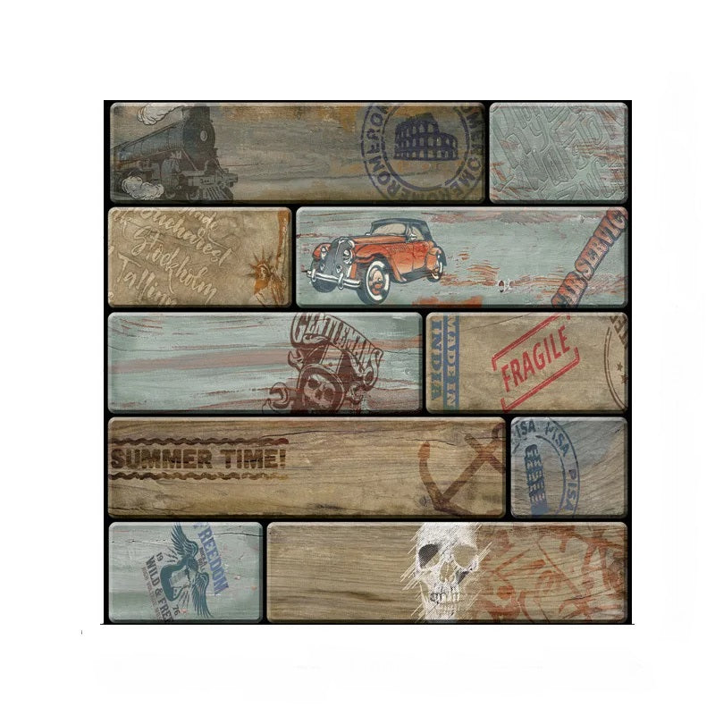 ANYHOUZ 10pcs Vinyl Wall Tile Stamp Textured Pattern 3D Waterproof