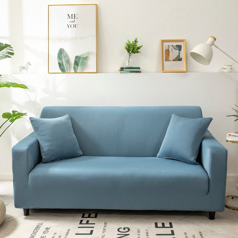 Anyseat 4 Seater Sofa Cover Plain Grey Blue Style and Protection For Living Room Sofa Chair Elastic Stretchable Slipcover