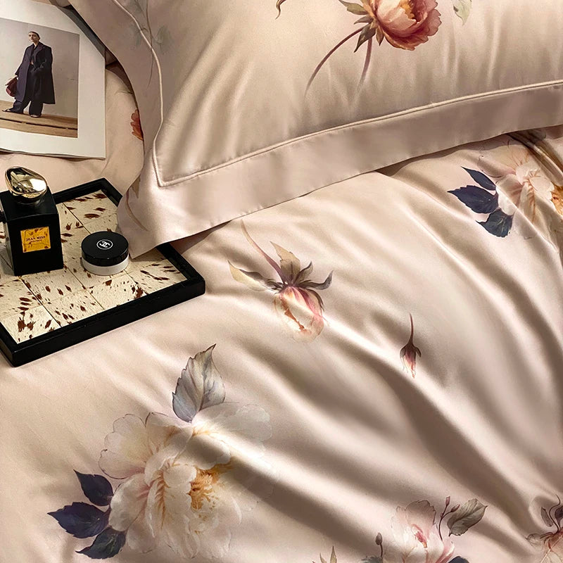 Anycozy Bedding Set Dusty Pink Duvet Cover Flat Bed Sheet with Zipper Closure and Pillowcases Bedroom Decor