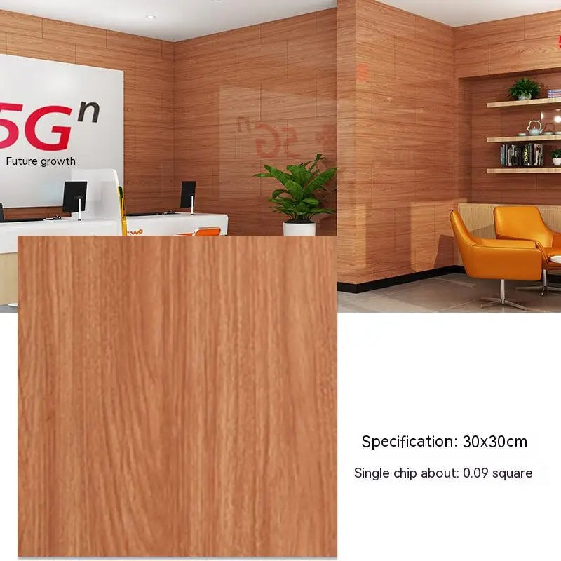 ANYHOUZ 10pcs Wood Look Vinyl Floor Tiles Self Adhesive Waterproof