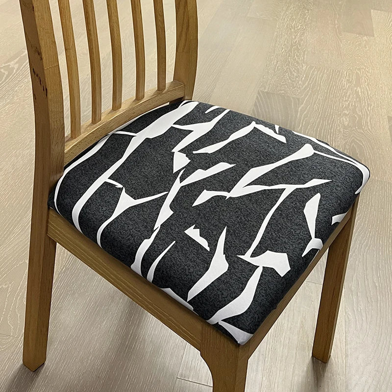 Anyseat Chair Cover Black and White Crack Linear Design Stretch Seat Cover for Home Dinning Kitchen Washable Removable