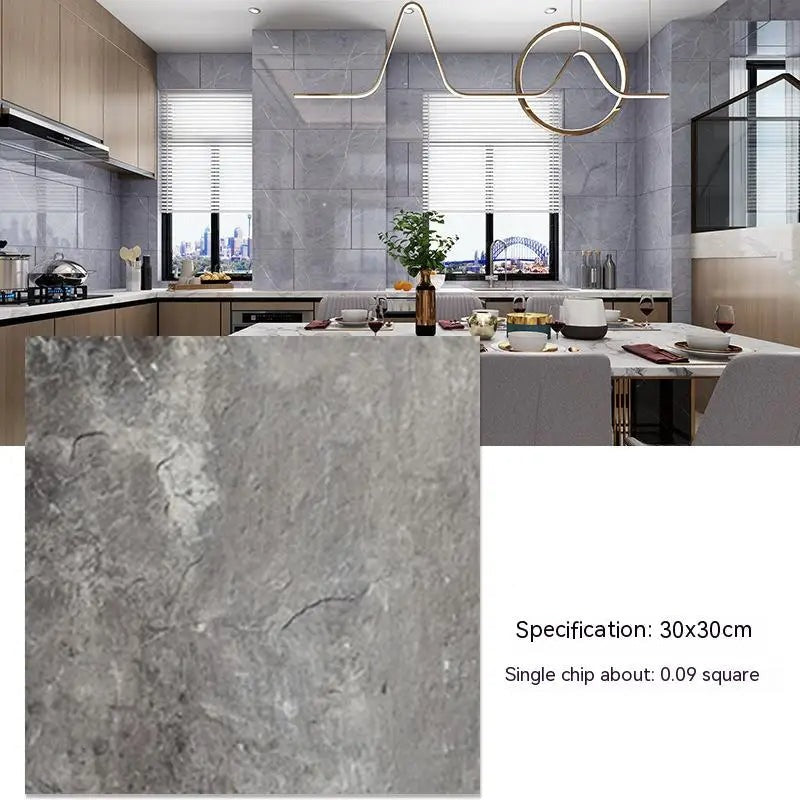 ANYHOUZ 10pcs Vinyl Floor Tile Dark Grey Crack Pattern Waterproof