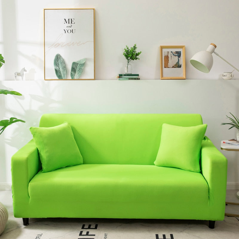 Anyhouz 3 Seater Sofa Cover Plain Apple Green Style and Protection For Living Room Sofa Chair Elastic Stretchable Slipcover