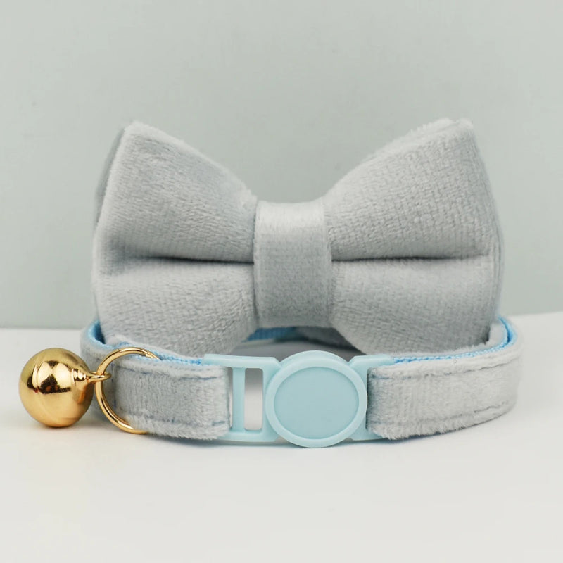 ANYWAGS Cat Collar Sky Blue Bow Large with Safety Buckle, Bell, and Durable Strap Stylish and Comfortable Pet Accessory