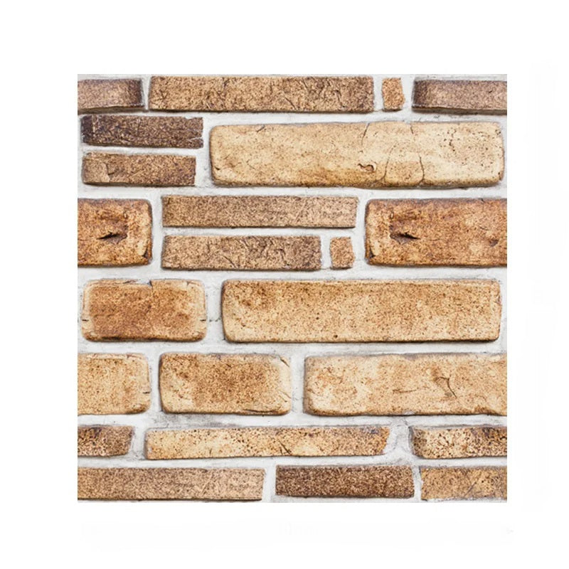 ANYHOUZ 10pcs Light Brown Vinyl Wall Tile Wide Gap Pattern 3D Waterproof