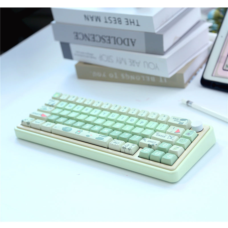 ANYMOB Keycap Keyboard Pink 66 keys Rabbit Theme Sided Heat Submlimation Switch Fit