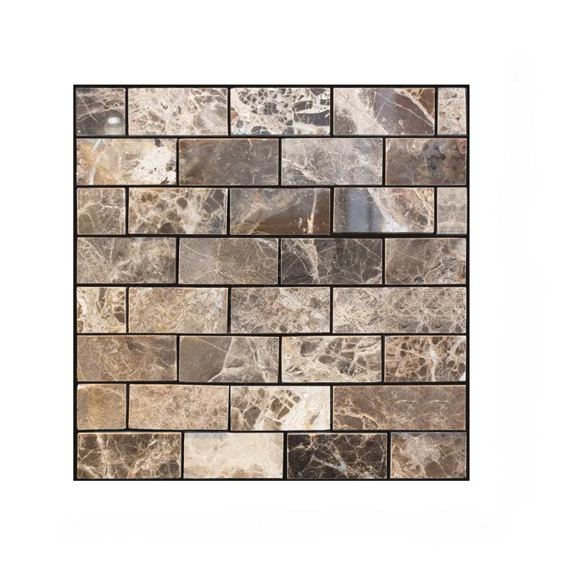 ANYHOUZ 10pcs Vinyl Wall Tile Brown Marble Textured Pattern 3D Waterproof
