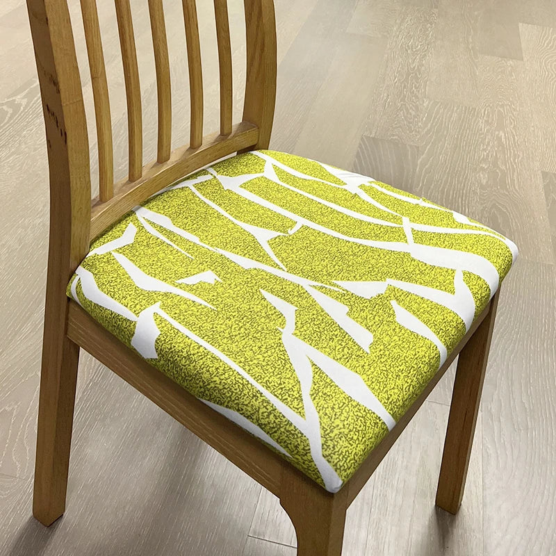 Anyseat  Chair Cover Gold and White Crack Linear Design Stretch Seat Cover for Home Dinning Kitchen Washable Removable