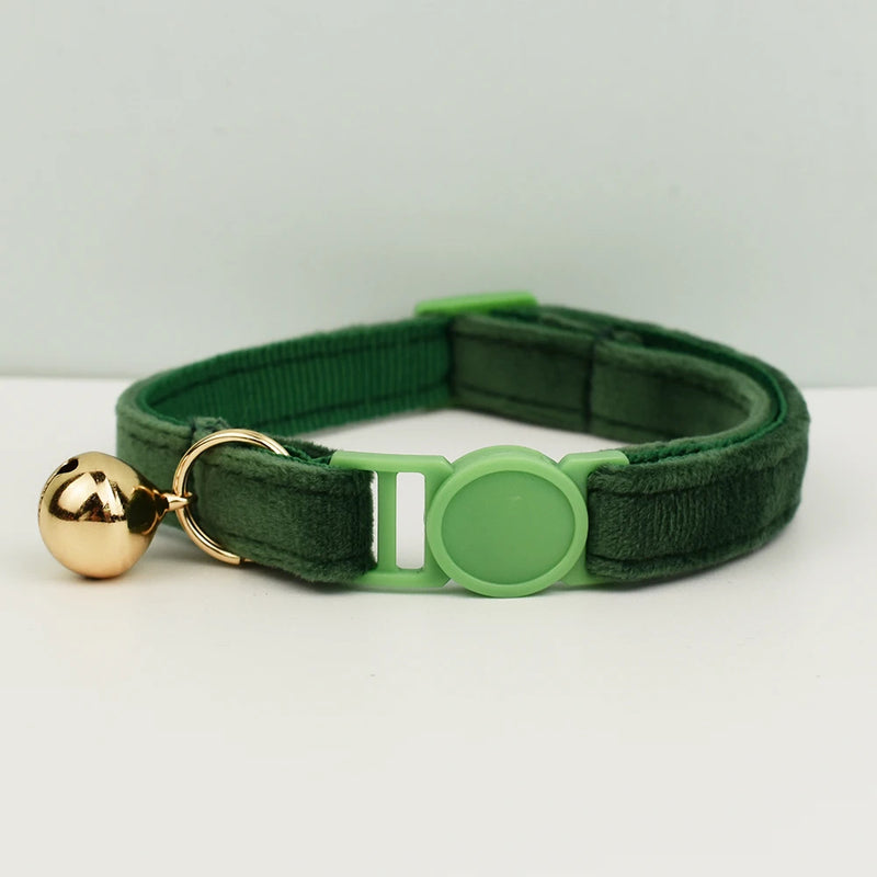 ANYWAGS Cat Collar Dark Green Small with Safety Buckle, Bell, and Durable Strap Stylish and Comfortable Pet Accessory