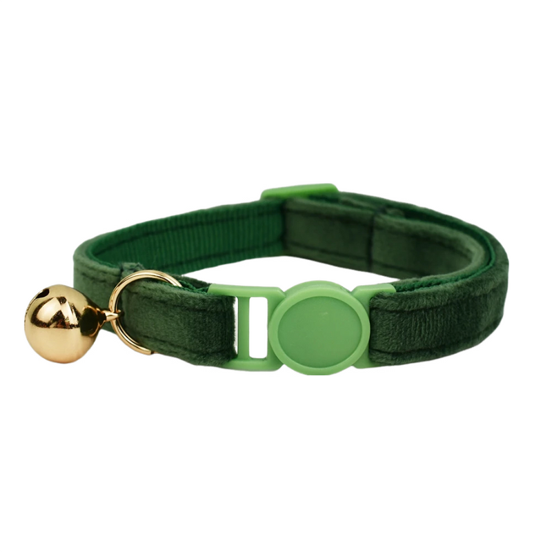ANYWAGS Cat Collar Dark Green Large with Safety Buckle, Bell, and Durable Strap Stylish and Comfortable Pet Accessory