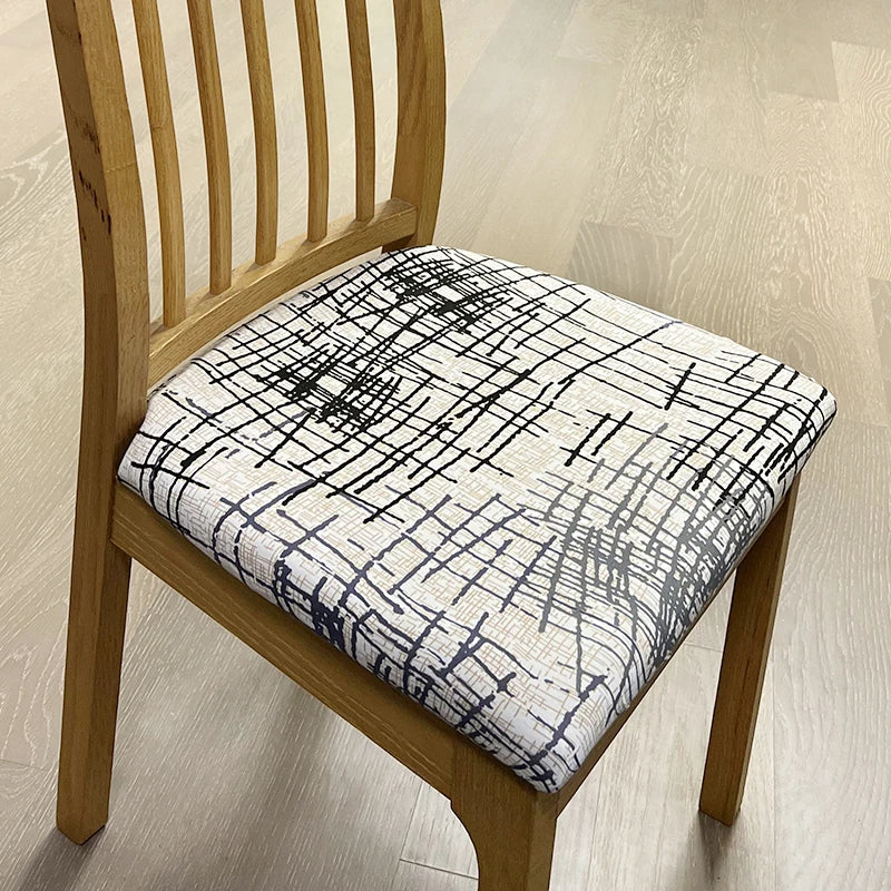 Anyseat Chair Cover White with Black Sketch Lines Design Stretch Seat Cover for Home Dinning Kitchen Washable Removable