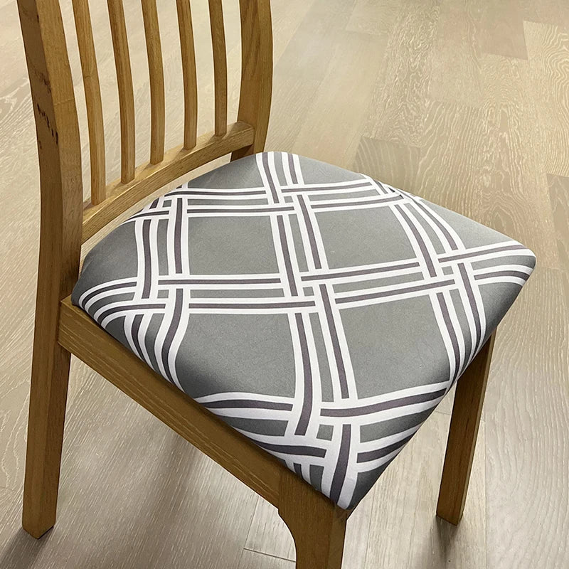 Anyseat Chair Cover Grey White Macro Knitted Design Stretch Seat Cover for Home Dinning Kitchen Washable Removable