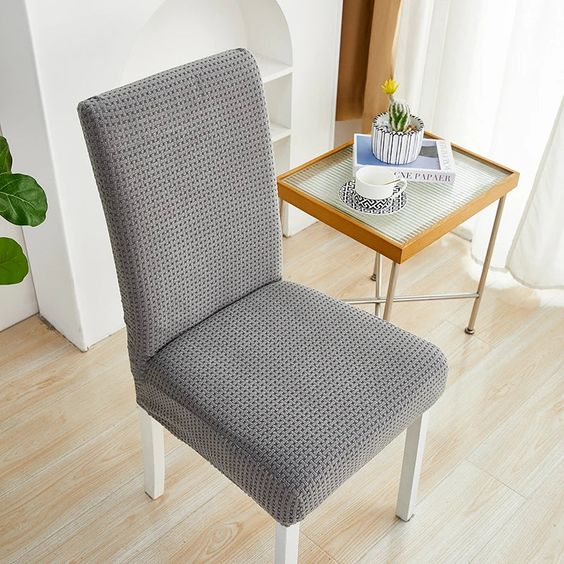 Anyseat Chair Cover Dark Grey Micro Knitted Design with Elastic Material for Dining Room Kitchen Wedding Hotel Banquet Restaurant