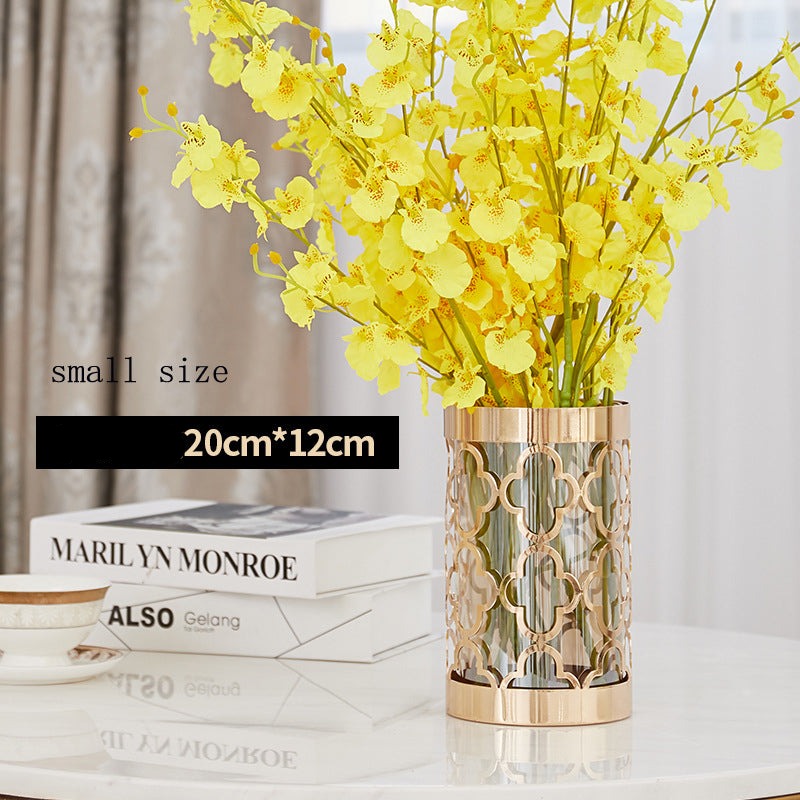 ANYHOUZ Metal Flower Vase for Wedding Centerpiece Tabletop Decor – Modern Metal Art Ornament for Living Room Display & Home Crafts