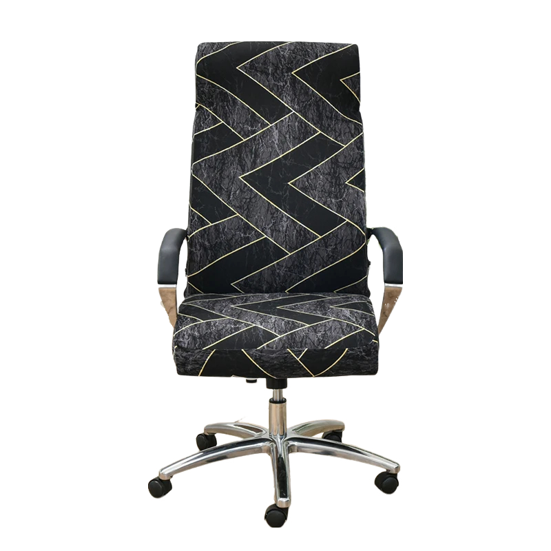 Anyseat Office Chair Cover Black Dark Gray Pattern Medium Non-Slip Rotating Seat Case Universal Armrest Chair Protector