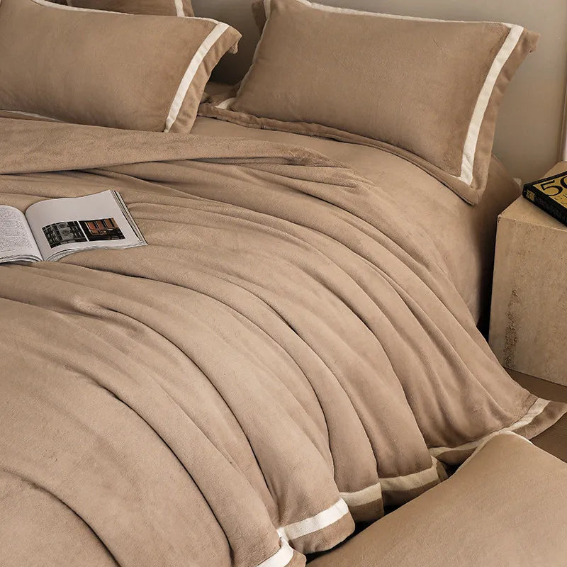 Anycozy Duvet Cover Set Plain Coffee Flat Bed Sheet Ultra Soft Cozy Fluffy Bedding Collection