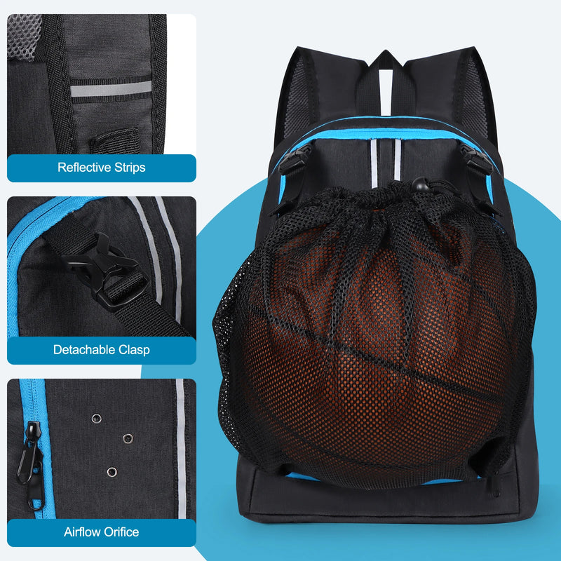 ANYPACK Basketball Backpack Black Large Capacity Sports Bag With Ball Compartment Durable Design For Gym Travel And Outdoor Training