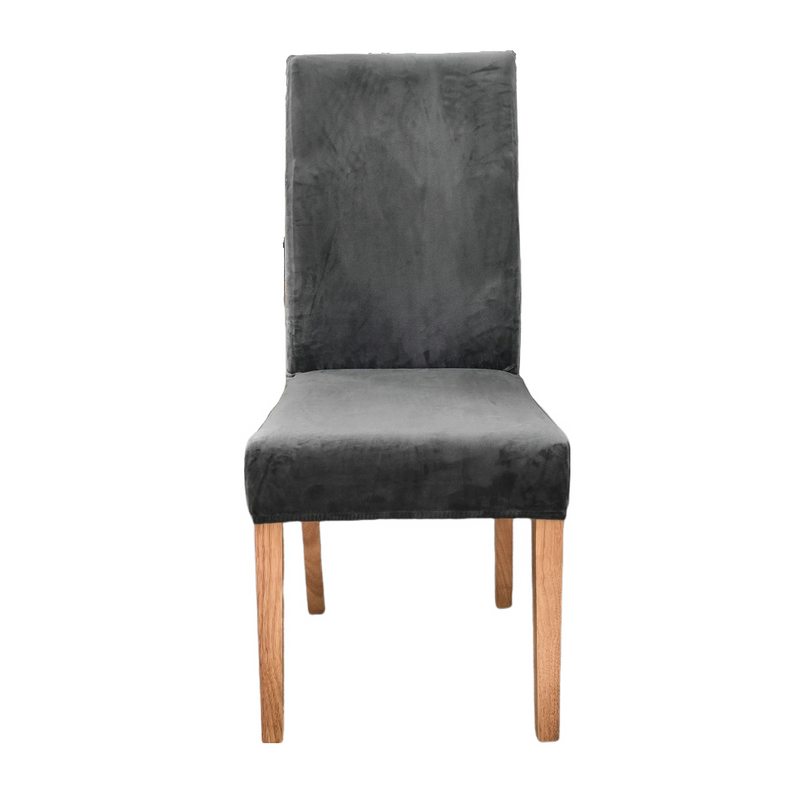 Anyseat Chair Cover Dark Grey Velvet Plush Slipcover for Dining Kitchen