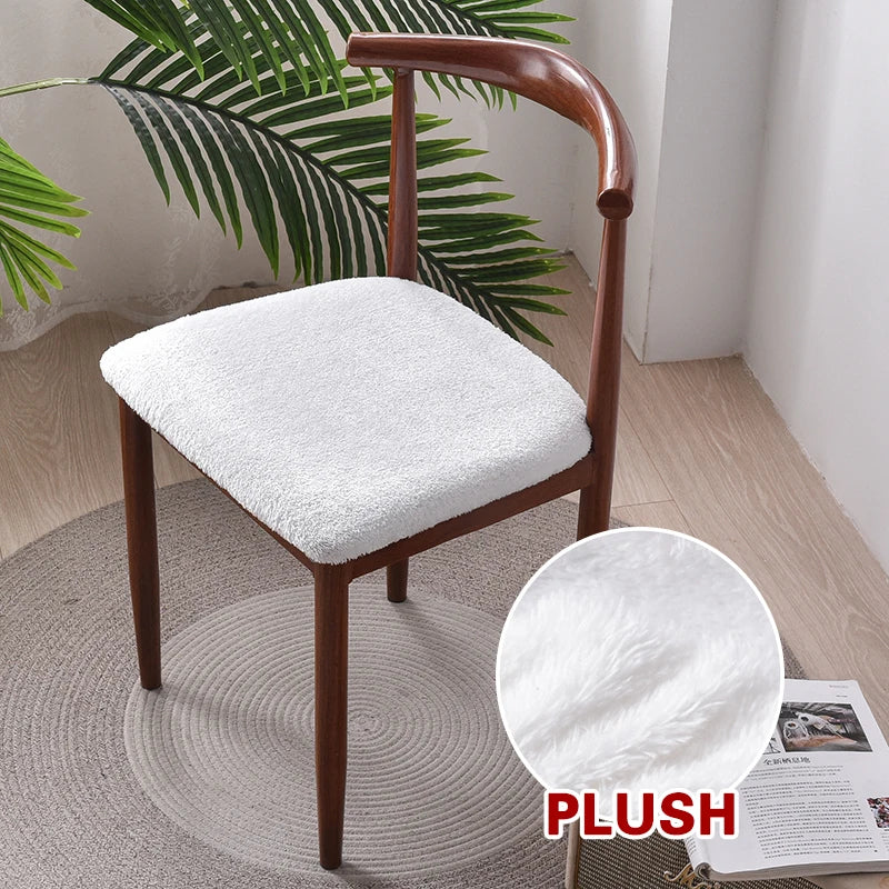 Anyseat Chair Cover White Fur Stretch Seat Cover for Home Dinning Kitchen Washable Removable