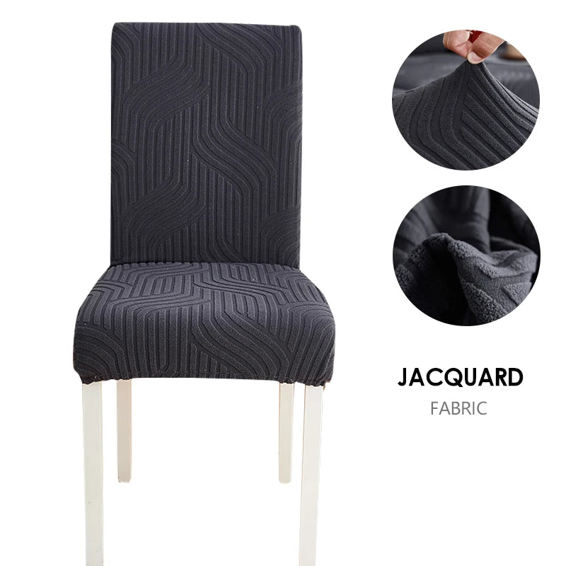 Anyseat Chair Cover Dark Grey Linear Design with Anti-Dirt and Elastic Material for Dining Room Kitchen Wedding Hotel Banquet Restaurant