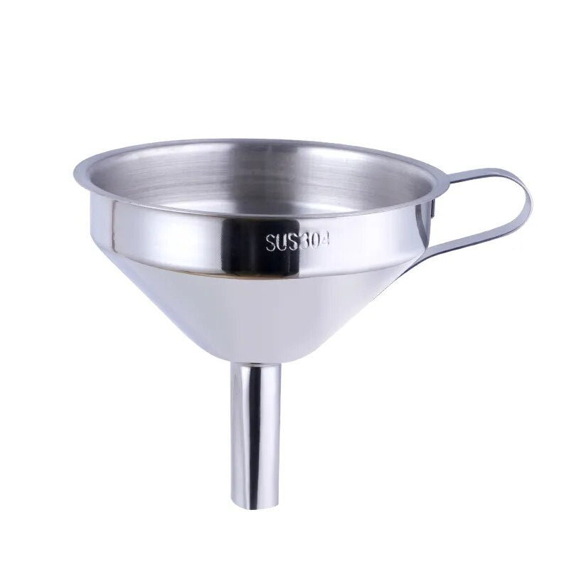 Anygleam Funnel with Detachable Strainer 1Pc Silver Stainless Steel with Wide Cone Mouth Funnel for Small Can Jar Kitchen Utensil