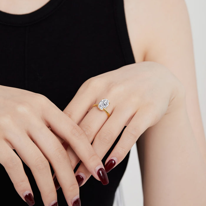 ANYCO Ring 18K Gold Plated Fine Jewelry White Oval Cut CZ 8A 3.5ct Engagement Wedding Classic Luxury Ring For Women