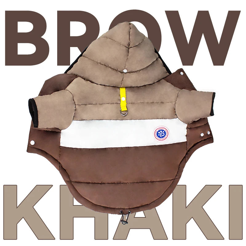 ANYWAGS Pet Clothes Khaki Brown Warm Cotton Coat with Arms Sleeves and Hoodie for Cosplay and Cold Weathers