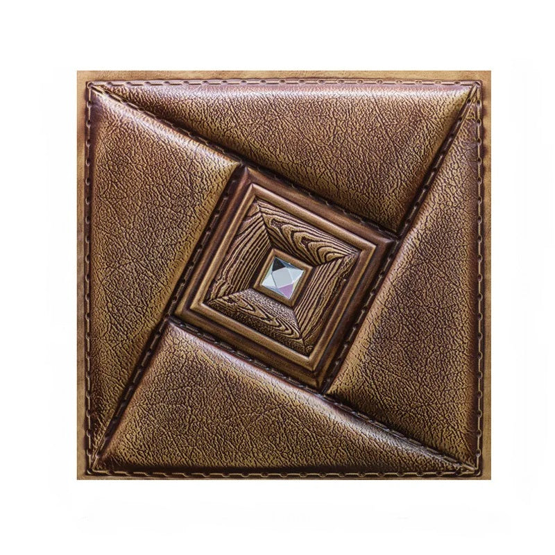 ANYHOUZ 10pcs Vinyl Wall Tile Leathered Textured Pattern 3D Waterproof