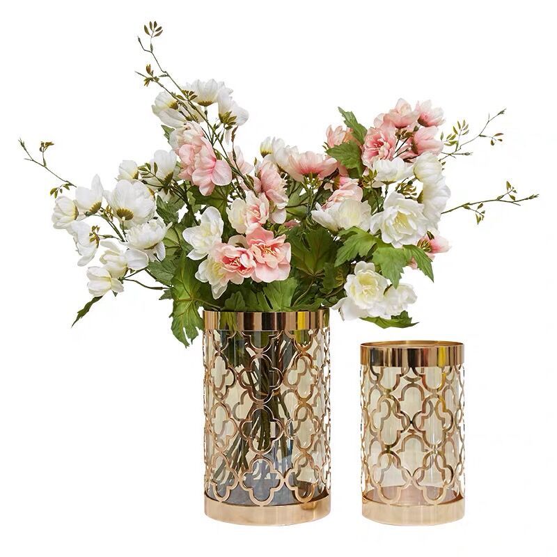 ANYHOUZ Metal Flower Vase for Wedding Centerpiece Tabletop Decor – Modern Metal Art Ornament for Living Room Display & Home Crafts