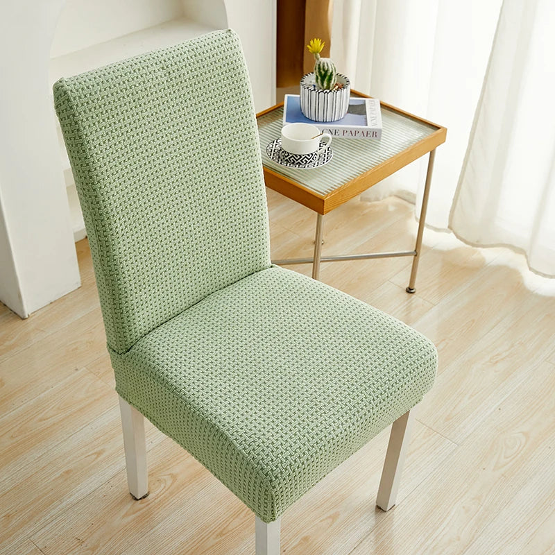 Anyseat Chair Cover Light Green Micro Knitted Design with Elastic Material for Dining Room Kitchen Wedding Hotel Banquet Restaurant