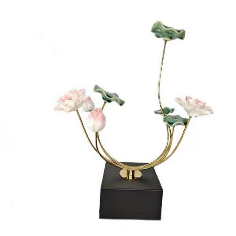 ANYHOUZ Lotus Tabletop Decor – Modern Metal Art Ornament for Living Room Display & Home Crafts