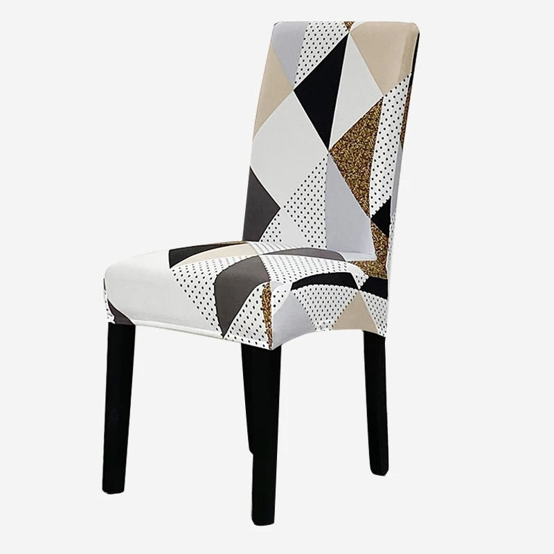 Anyseat Chair Cover Brown and Khaki Triangle Pattern Design with Anti-Dirt and Elastic Material for Dining Room Kitchen Wedding Hotel Banquet Restaurant