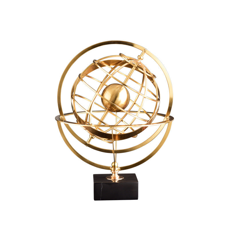 ANYHOUZ Luxury Gold Metal Tabletop Decor – Globe Round Sculpture for Living Room, House Display & Elegant Crafts Ornaments
