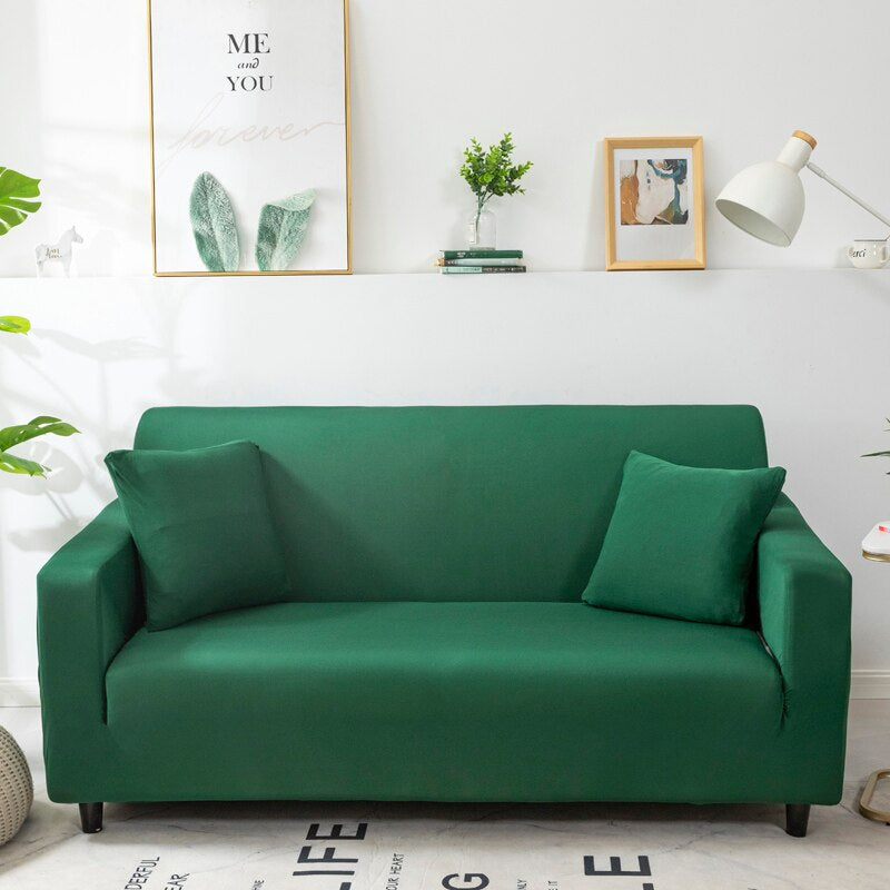 Anyseat 4 Seater Sofa Cover Plain Green Style and Protection For Living Room Sofa Chair Elastic Stretchable Slipcover