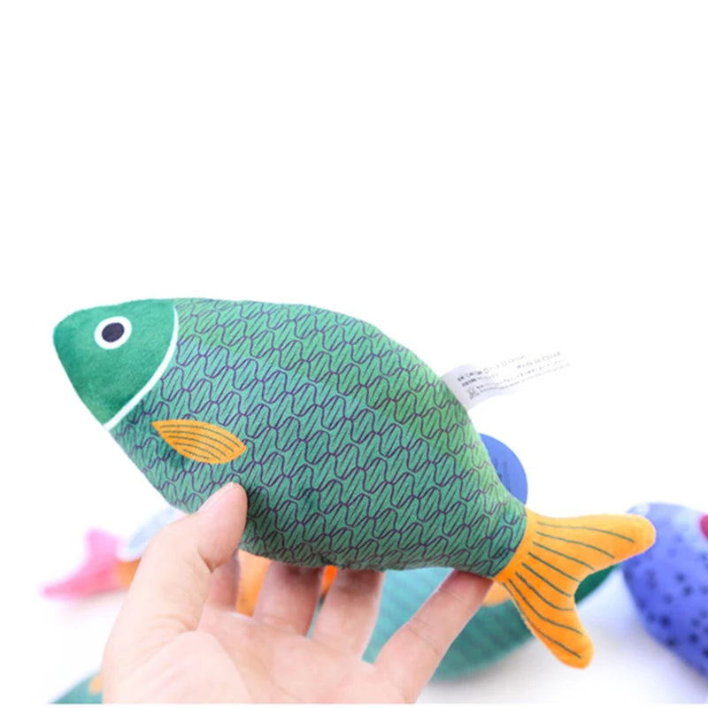 ANYWAGS Pet Toys Green Squeaky Sea Fish Shape Sphynx Plush Cat Accessories